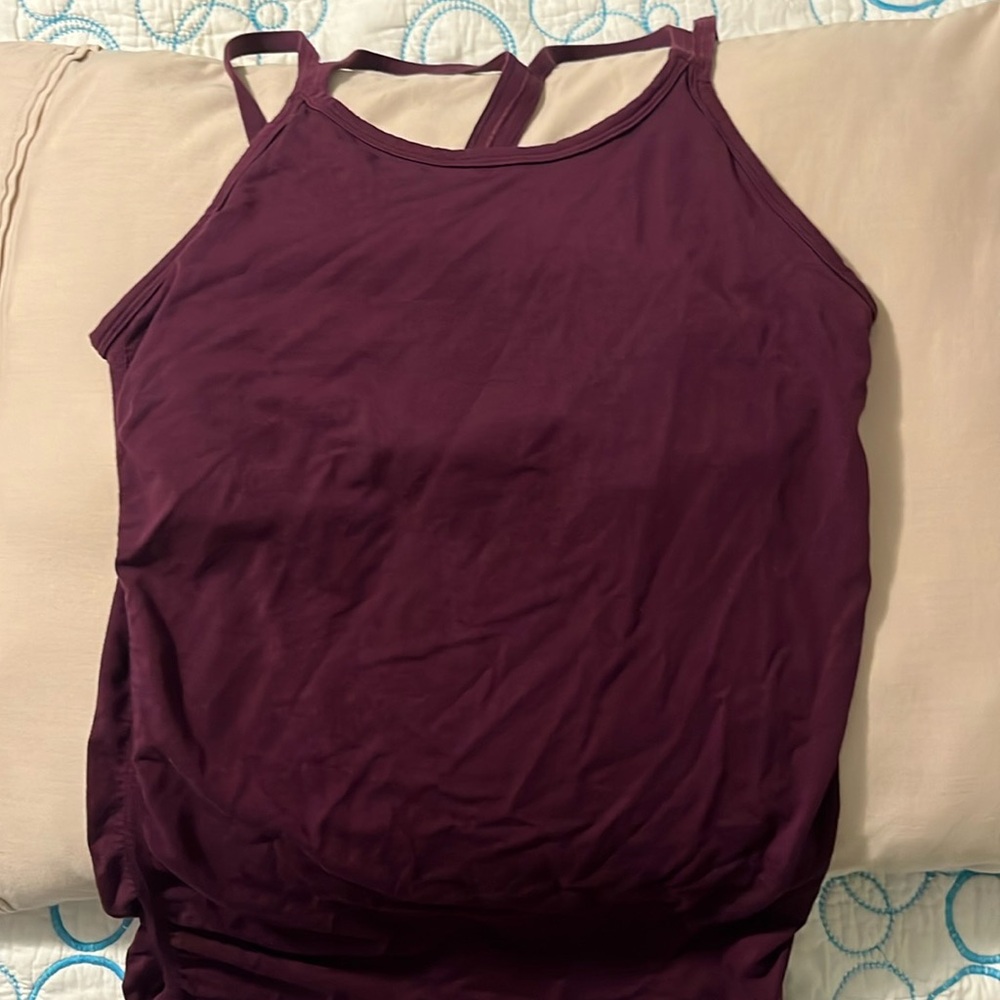 Fabletics workout top, built in bra. Maroon/cranberry color